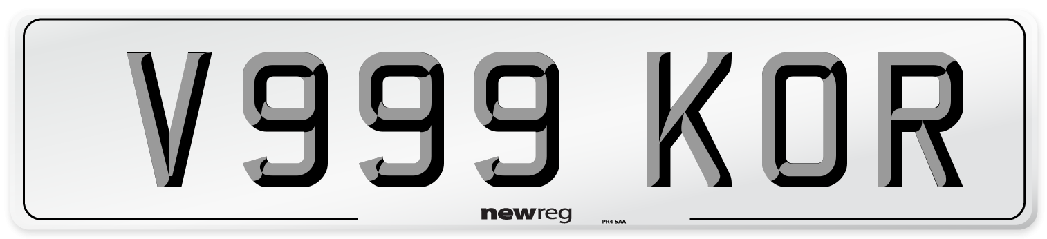 V999 KOR Number Plate from New Reg